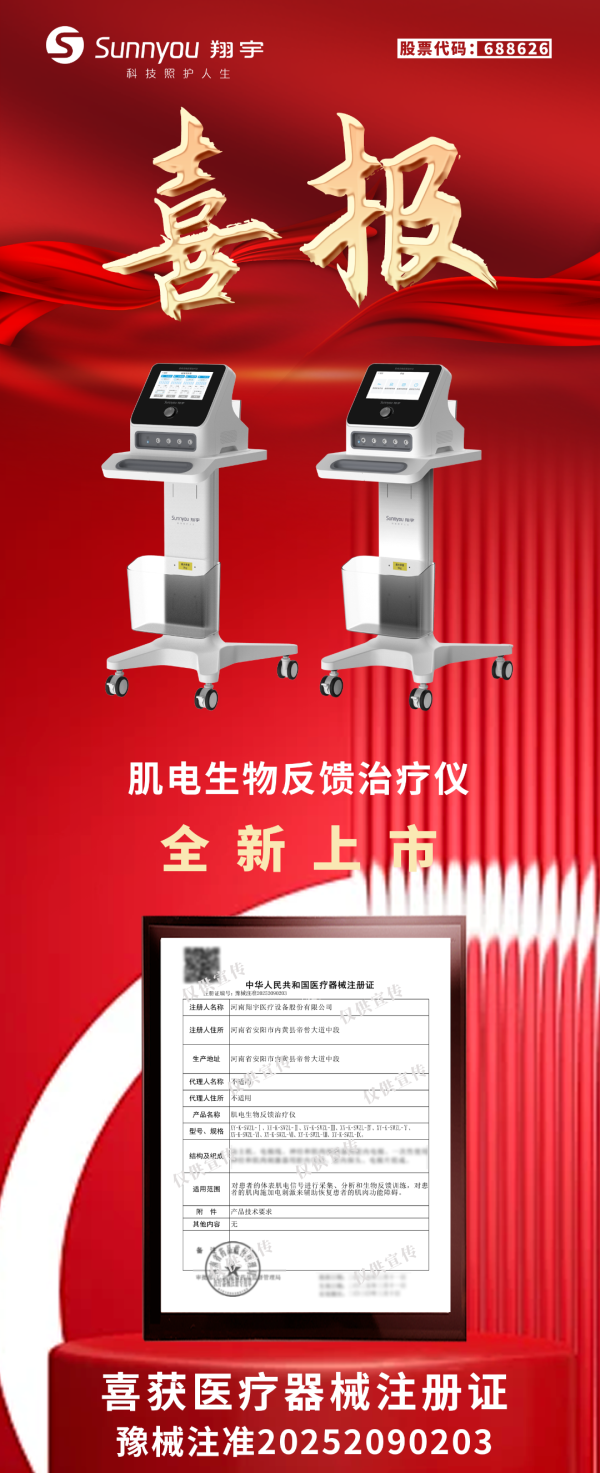 顺发配资 重磅！翔宇医疗肌电生物反馈治疗仪获国家医疗器械注册证